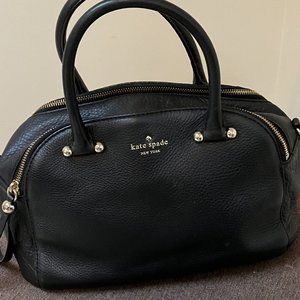 Kate Spade Black Purse Satchel Handbag Pebbled Leather Double Zipper